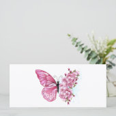 Bloem Vlinder met Roze Sakura Kaart (Staand voorkant)