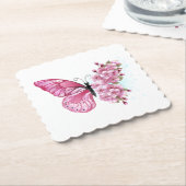 Bloem Vlinder met Roze Sakura Kartonnen Onderzetters (Gebogen)