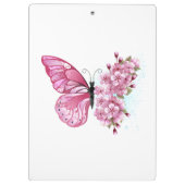 Bloem Vlinder met Roze Sakura Klembord (Achterkant)