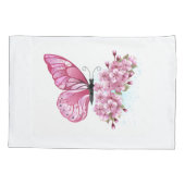 Bloem Vlinder met Roze Sakura Kussensloop (Achterkant)