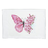 Bloem Vlinder met Roze Sakura Kussensloop (Voorkant)