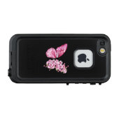 Bloem Vlinder met Roze Sakura LifeProof iPhone Hoesje (Achterkant (horizontaal))