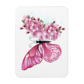 Bloem Vlinder met Roze Sakura Magneet (Verticaal)