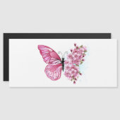 Bloem Vlinder met Roze Sakura Magnetische Uitnodiging (Voorkant / Achterkant)