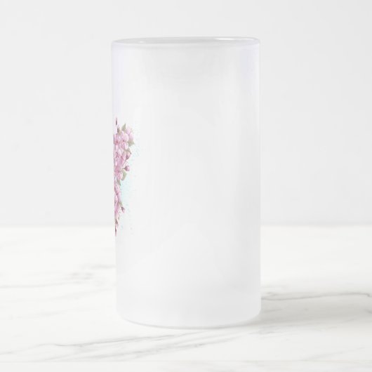 Bloem Vlinder met Roze Sakura Matglas Bierpul (Center)