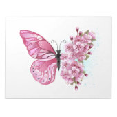 Bloem Vlinder met Roze Sakura Notitieblok (Voorkant)