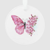 Bloem Vlinder met Roze Sakura Ornament (achterkant)