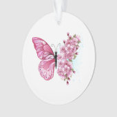Bloem Vlinder met Roze Sakura Ornament (voorkant)