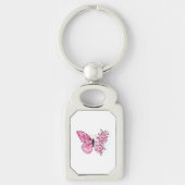 Bloem Vlinder met Roze Sakura Sleutelhanger (Voorkant)
