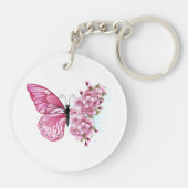Bloem Vlinder met Roze Sakura Sleutelhanger (Achterkant)