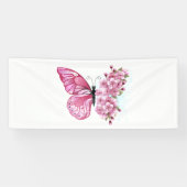 Bloem Vlinder met Roze Sakura Spandoek (Horizontaal)
