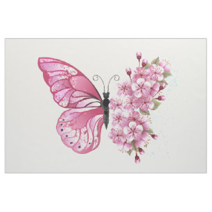 Bloem Vlinder met Roze Sakura Stof