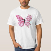 Bloem Vlinder met Roze Sakura T-shirt (Voorkant)