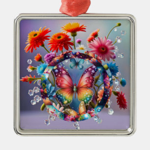 Bloem Vlinder Metalen Ornament