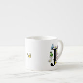 Bloem Vlinder Monogram Initiaal J Espresso Kop (Voorkant rechts)