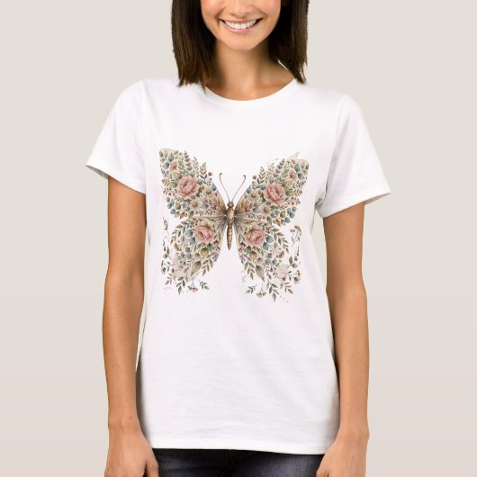 Bloem vlinder ontwerp t shirt (Voorkant)