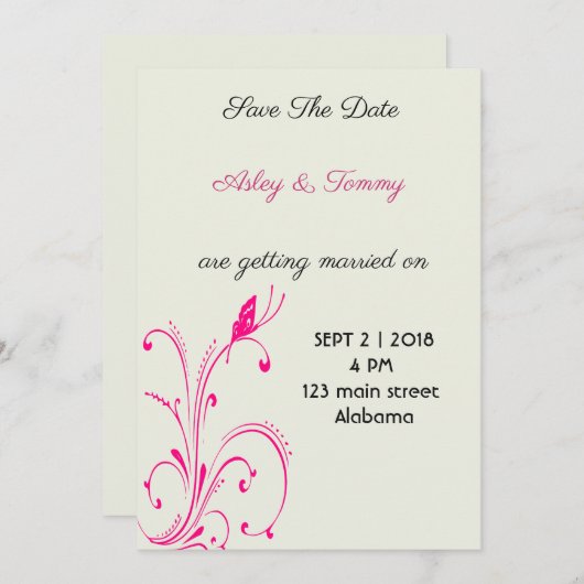 Bloem Vlinder Save The Date (Voorkant / Achterkant)