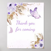 Bloem Vlinder Shower Bedankt voor het komen Bord Poster (Voorkant)