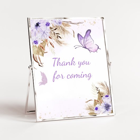 Bloem Vlinder Shower Bedankt voor het komen Bord Poster