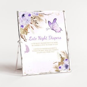 Bloem Vlinder Shower Late Night Luiers Bord Poster