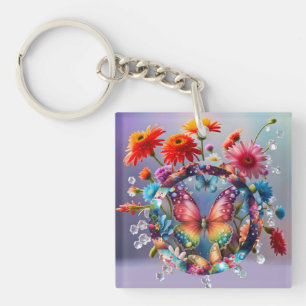 Bloem Vlinder Sleutelhanger