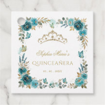 Bloem Vlinder Turquoise Gouden Tiara Quinceañera