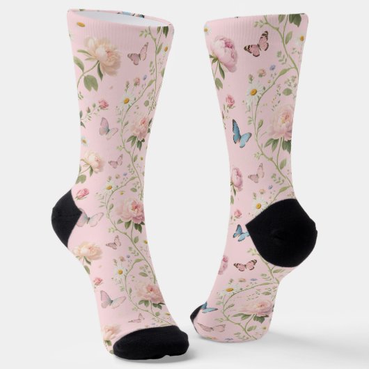 Bloem Vlinder Waterverf Sokken (Gebogen)