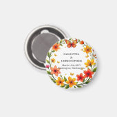 Bloem Vlinders Krans Bruiloft Aangepaste Tekst Magneet (Voorkant / Achterkant)