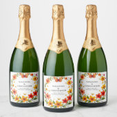 Bloem Vlinders Krans Bruiloft Aangepaste Tekst Sparkling Wijnetiket (Flessen)