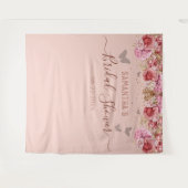 Bloem Vlinders Roze Bruiloft Tapijt Wandkleed (Voorkant (horizontaal))