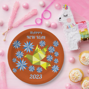 BLOEM VOGEL NIEUWJAAR 2023, FEEST PAPieren bord