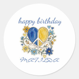 Bloem voor liefde en vrede gefeliciteerd met je ve ronde sticker