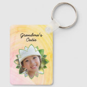 Bloem Vorm Vervangbare Foto Kleurrijke Achtergrond Sleutelhanger (Achterkant)