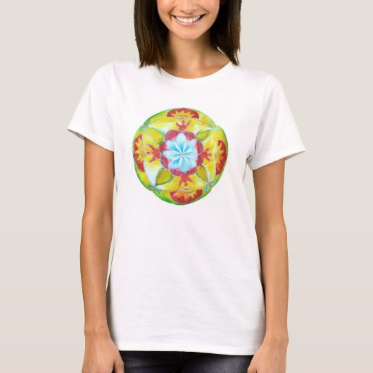 Bloem, Vrede mandala kunst T-shirt (Voorkant)