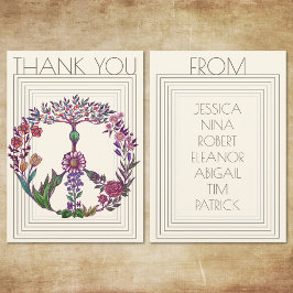 Bloem Vredes Teken Modern Boheemse Bloemen Meisjes Bedankkaart