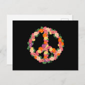 Bloem Vredesteken 1970s Kunst 70s Feest Hippie Briefkaart (Voorkant / Achterkant)