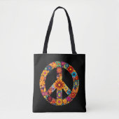 Bloem Vredesteken Retro Hippy Tote Bag (Voorkant)