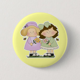 Bloem Vrienden Meisjes Ronde Button 5,7 Cm