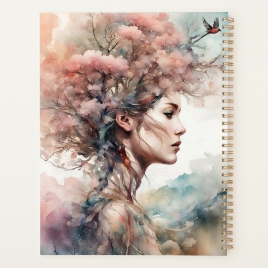 Bloem Vrouw kunst Planner (Achterkant)