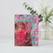 Bloem Vrouw Mixed Media Collage  Briefkaart (Staand voorkant)