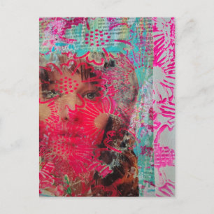 Bloem Vrouw Mixed Media Collage Briefkaart