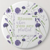 Bloem waar je plante paarse bloemen bent ronde button 6,0 cm (Voorkant)