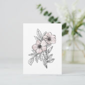 Bloem watercolor lijnkunst, esthetisch element briefkaart (Staand voorkant)