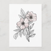 Bloem watercolor lijnkunst, esthetisch element briefkaart (Voorkant)