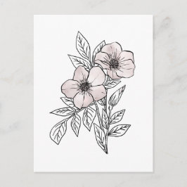 Bloem watercolor lijnkunst, esthetisch element briefkaart