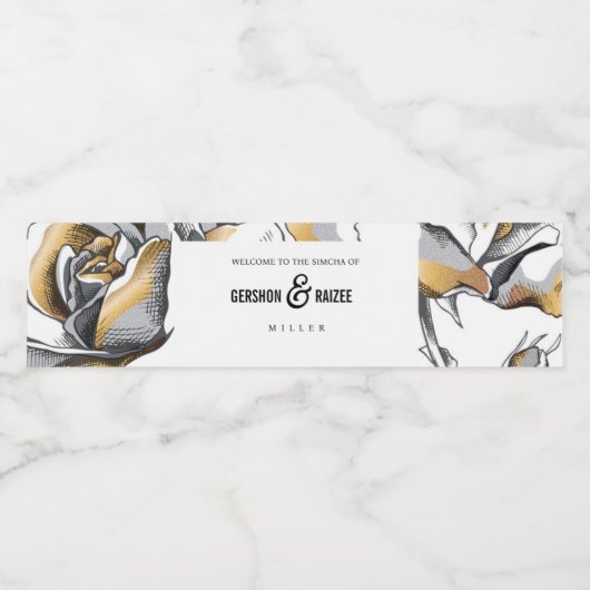 Bloem Waterfles Label Etiket (Enkel label)