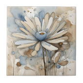 Bloem Waterverf Abstract Beige Grijs Tegeltje (Voorkant)