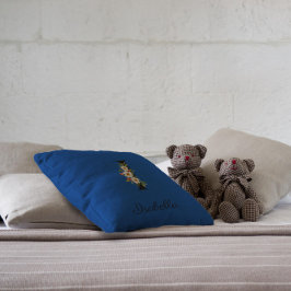 Bloem waterverf monogram blauw witte bolle pijp kussen