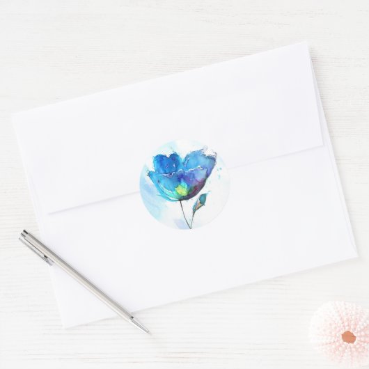 Bloem waterverf ronde sticker (Envelop)