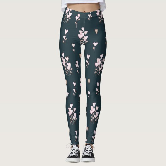 Bloem Waterverf Valentijnsdag Leggings (Voorkant)